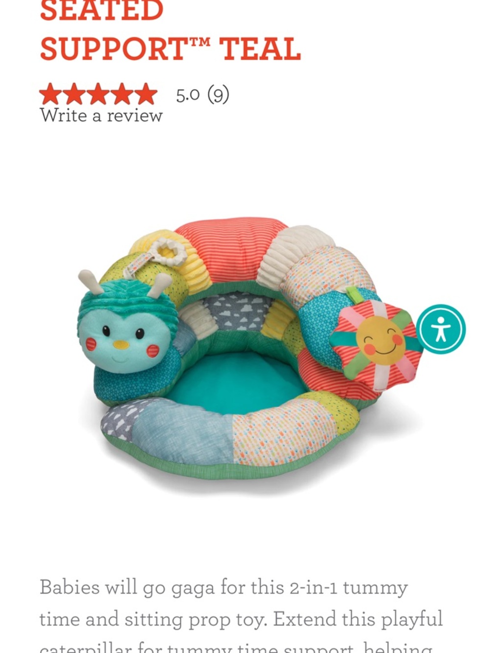 Infantino prop a pillow tummy time and seated support in teal